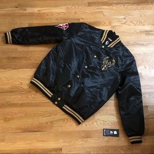 NEW Milwaukee Bucks Varsity Satin Full Snap Black Label Starter Jacket XL